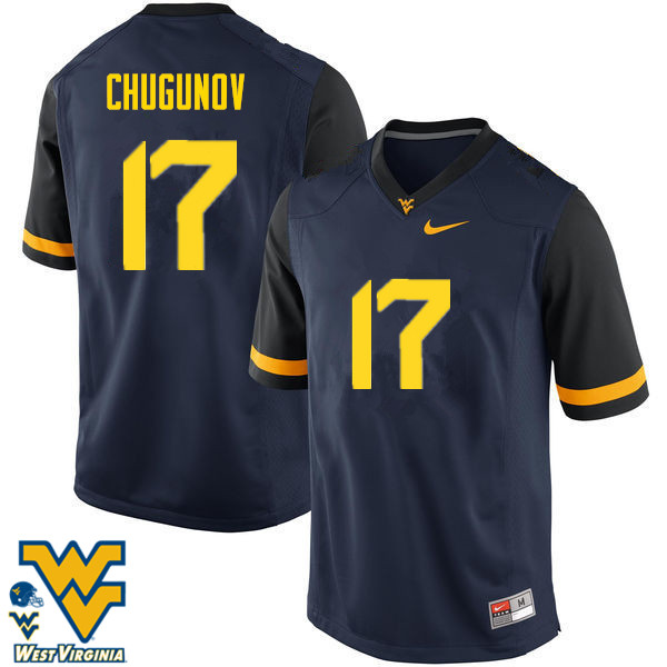 Men #17 Mitch Chugunov West Virginia Mountaineers College Football Jerseys-Navy